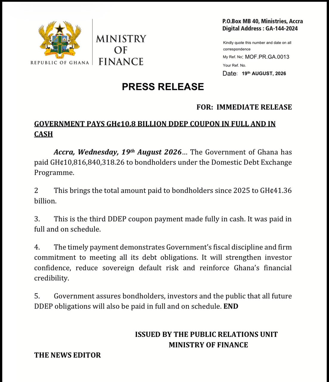 bondholder payments